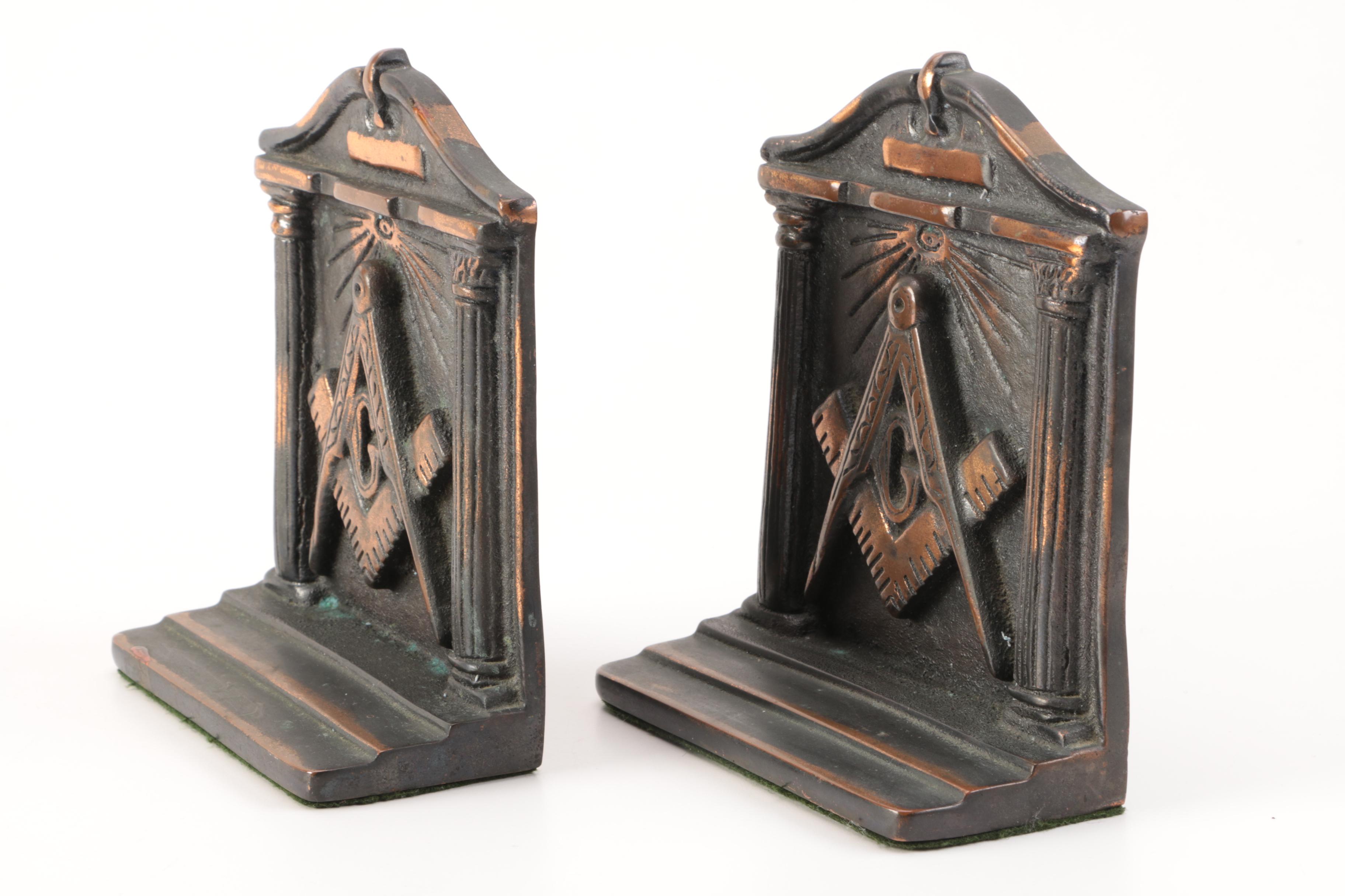 Cast Iron Masonic Bookends EBTH