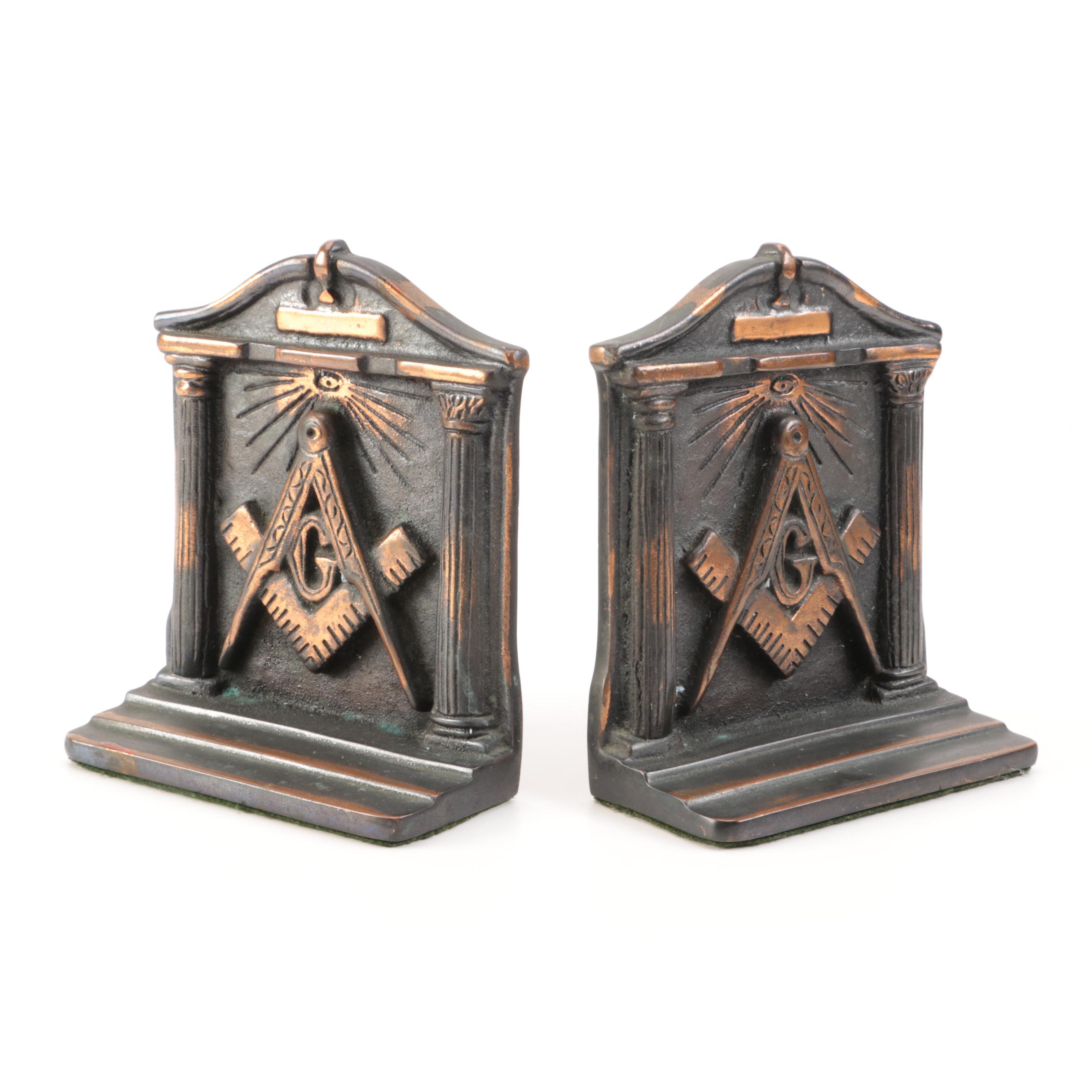 Cast Iron Masonic Bookends EBTH