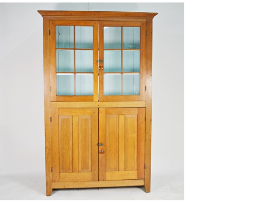 Vintage Shaker Style China Cabinet With Blue Painted Interior Ebth