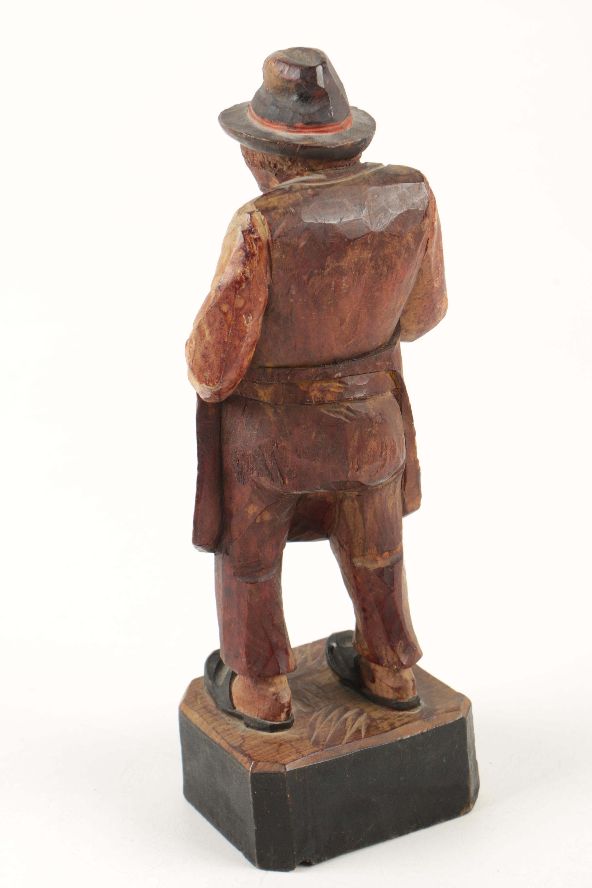 Two Vintage Carved and Painted Wood European Folk Style Figurines EBTH