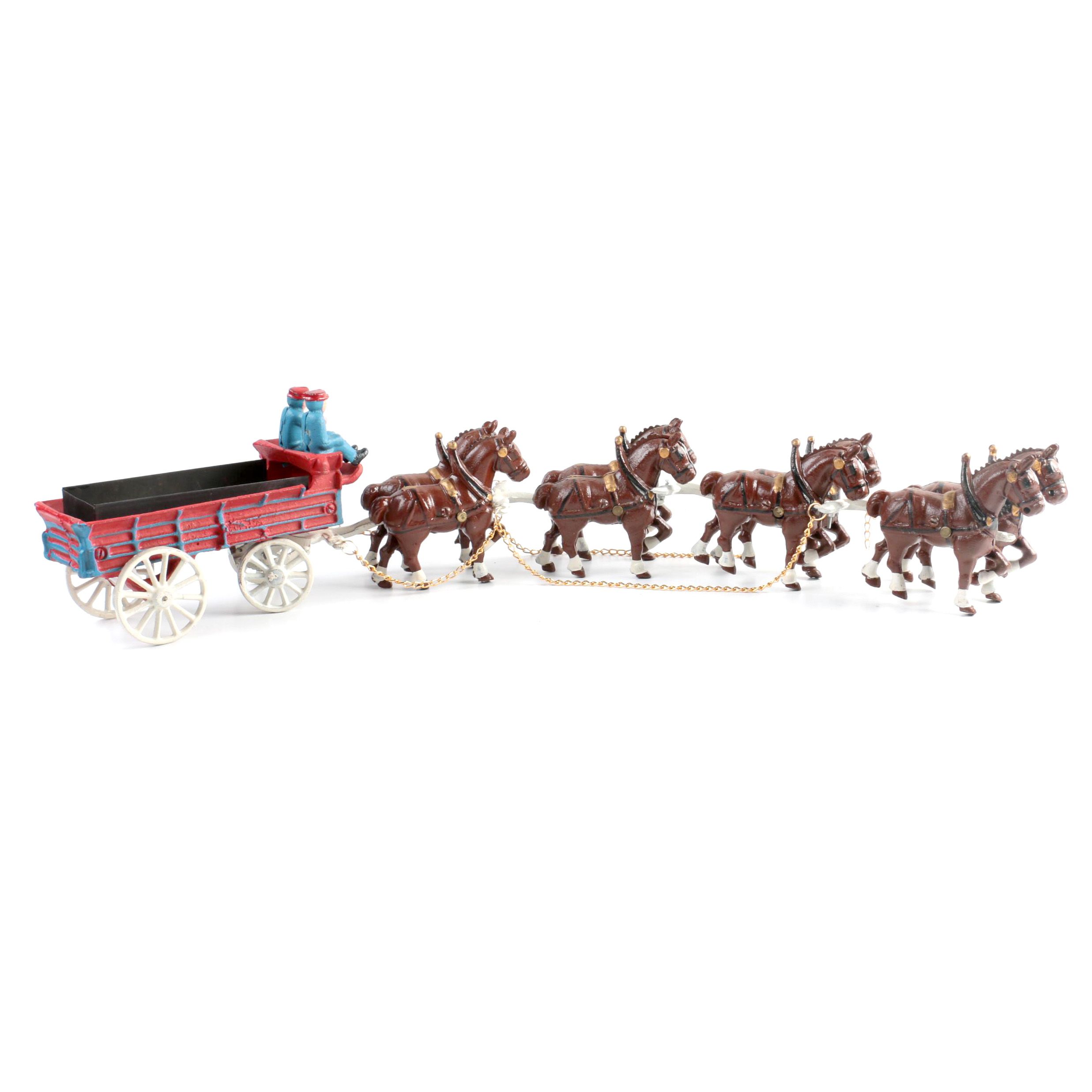 Cast Iron Horse Drawn Beer Barrel Wagon EBTH