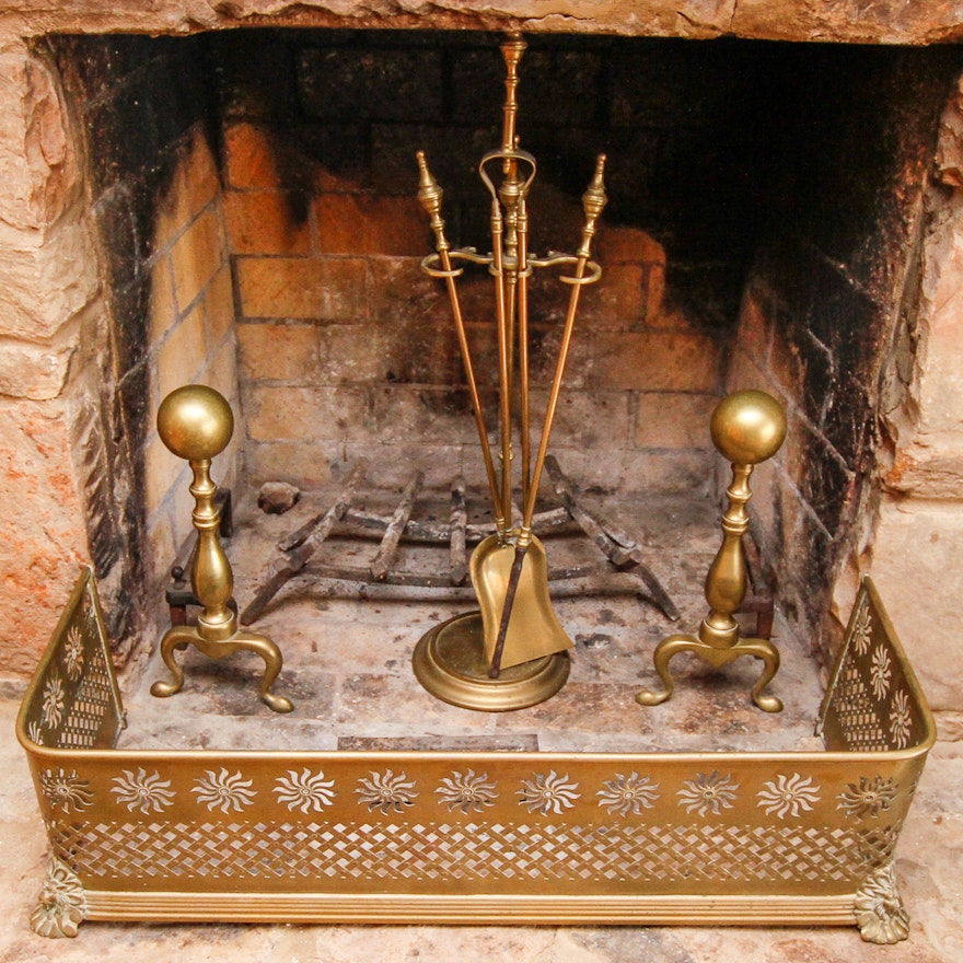 Vintage Brass Fireplace Accessories Ebth