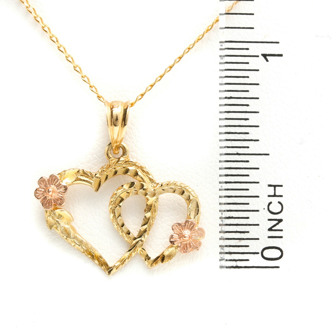 Oroamerica 14K Yellow and Rose Gold Heart Pendant Necklace ...