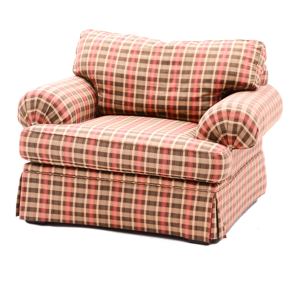 Plaid Rolled Arm Chair and a Half | EBTH