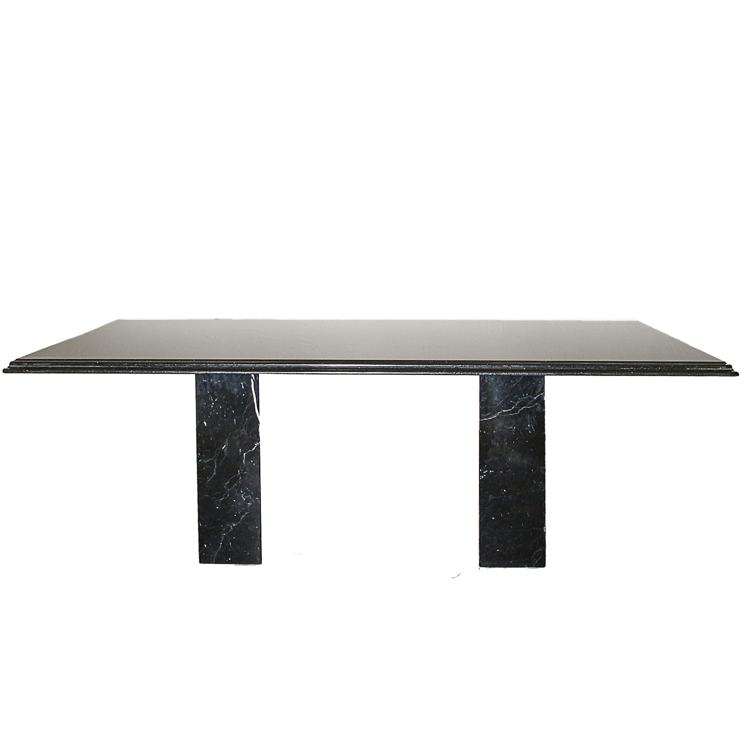 Black Granite Top Dining Table with Marble Base EBTH