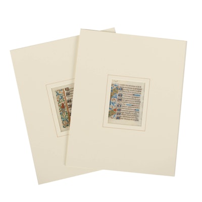 Late 15th-Century Hand-Painted Vellum Pages from a French Book of Hours Late 15th-Century Hand-Painted Vellum Pages from a French Book of Hours