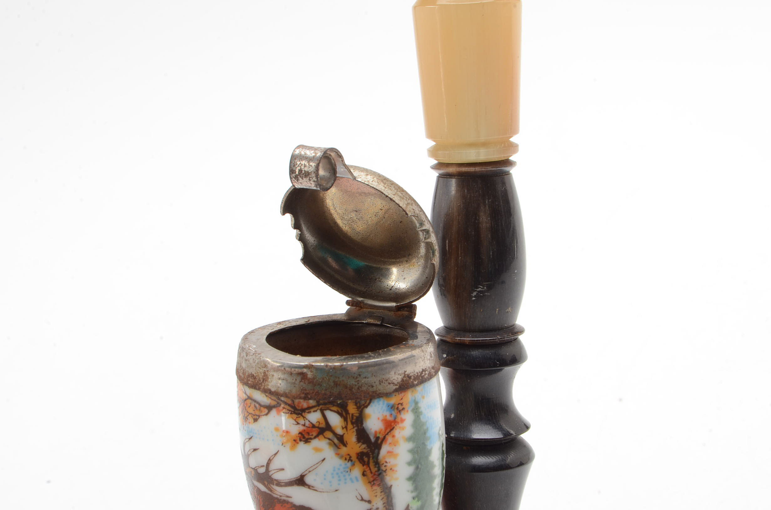 Vintage German Porcelain and Stag Tobacco Pipe EBTH