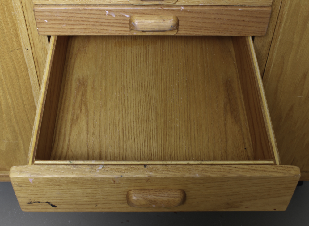 Oak Artist Work Table by Best and Mabef Stool EBTH