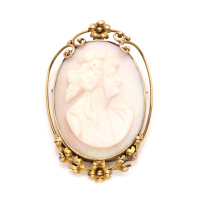 Arts and Crafts 10K Yellow Gold Cameo