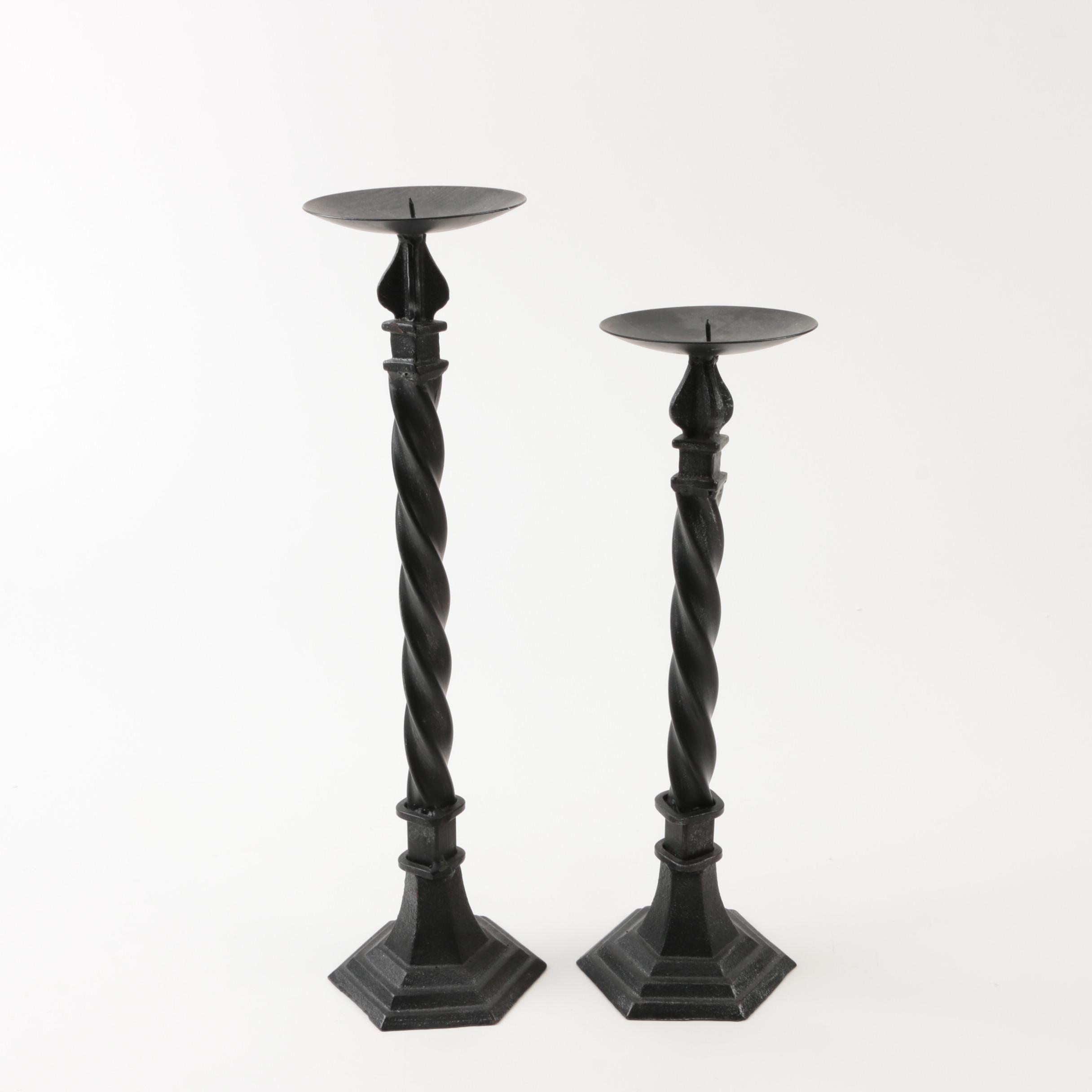 Black Iron Pillar Candle Holders EBTH