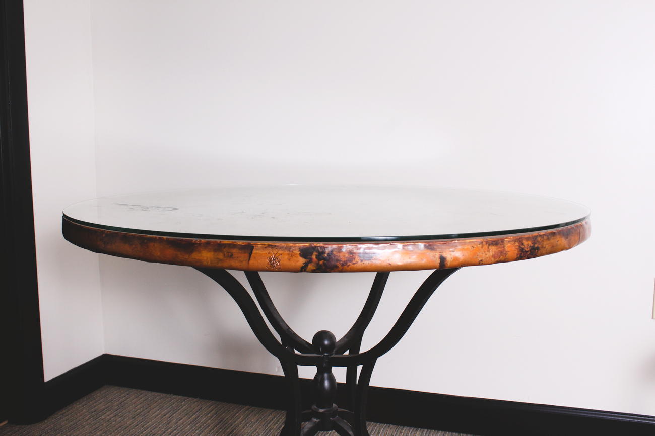 Arhaus Copper Top Table with Chairs EBTH