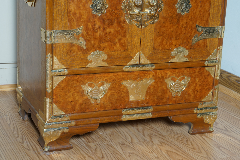 Small Korean Tansu Chest in Burled Wood EBTH