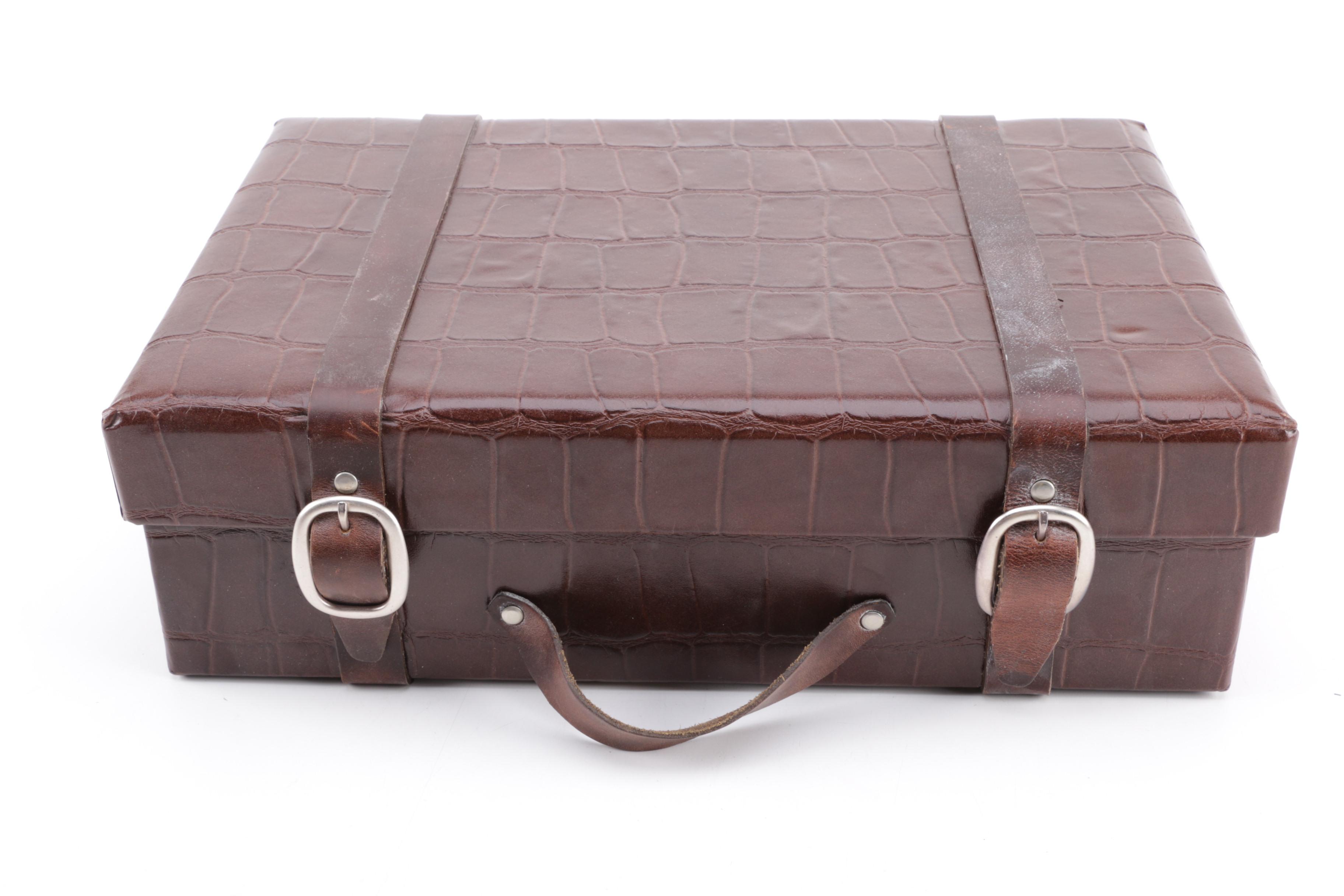 Two Faux Leather Storage Boxes EBTH