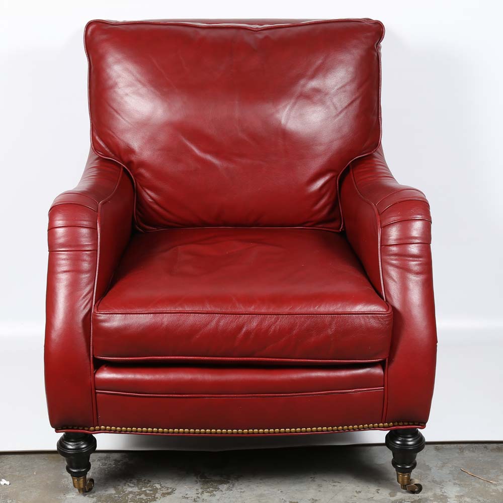 Red Leather Chair and Ottoman by McKinley Leather EBTH