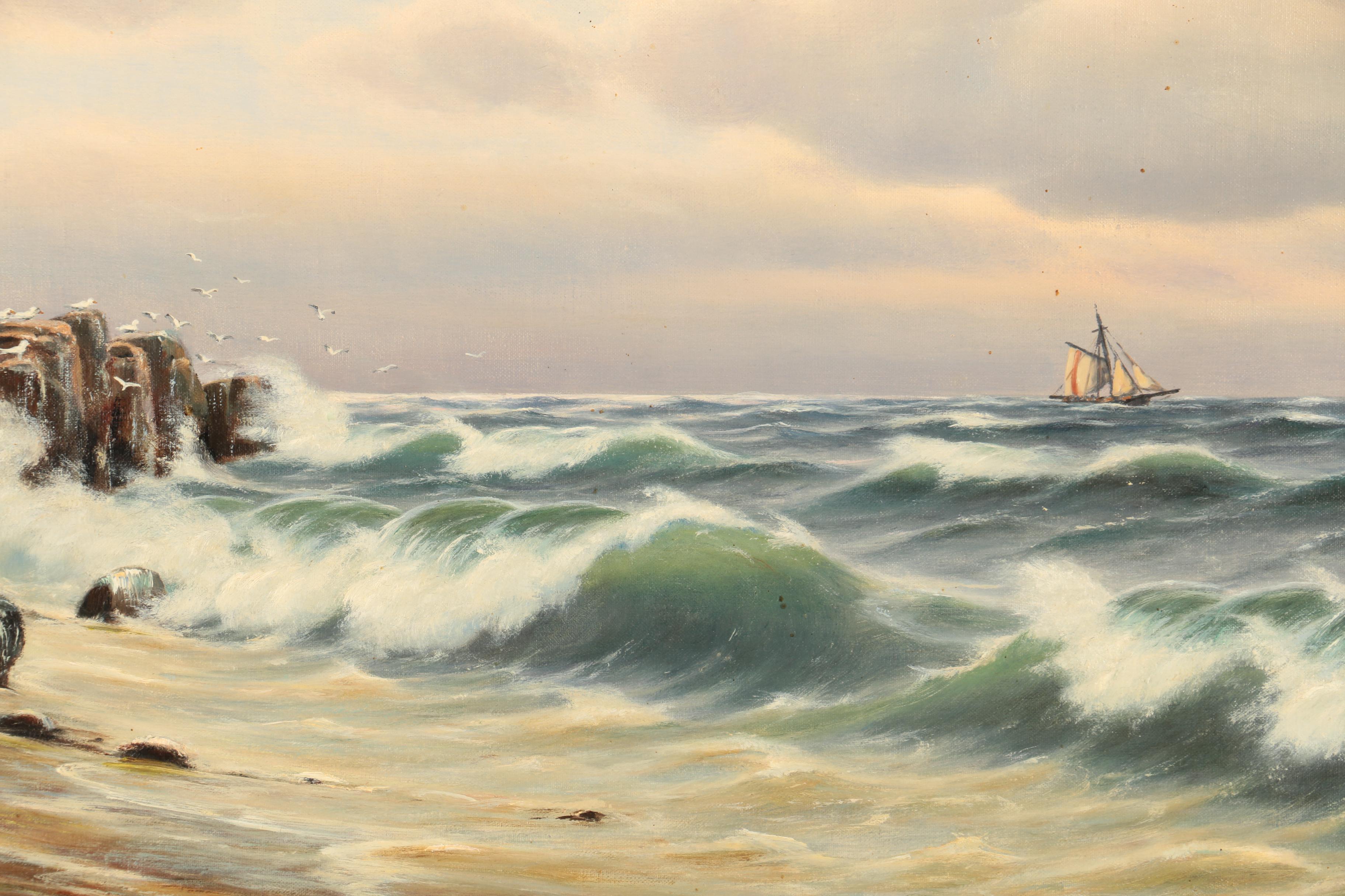 Johan Neumann Oil Painting of a Ship at Sea | EBTH
