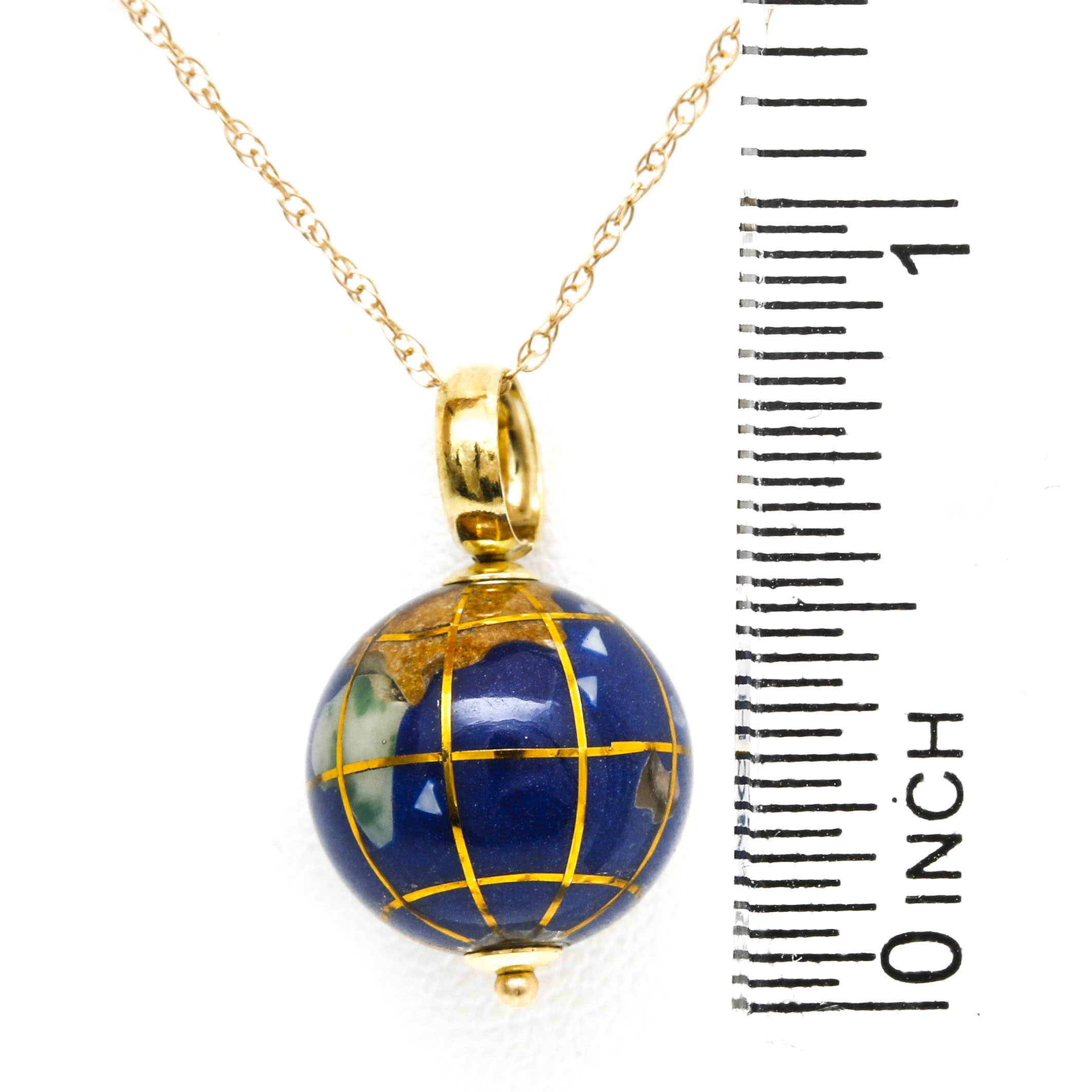 14K and 18K Yellow Gold Gemstone Globe Necklace EBTH