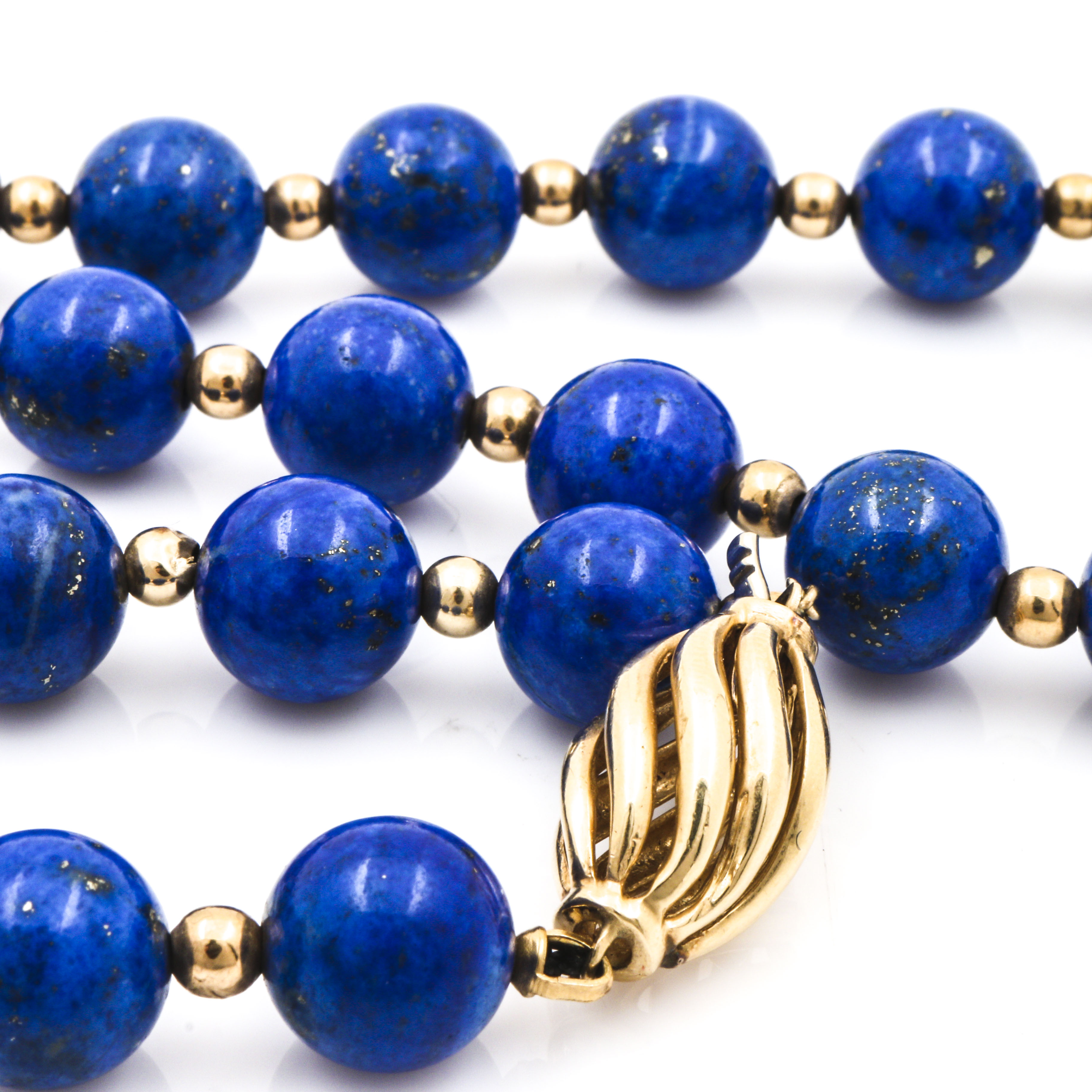 14K Yellow Gold Lapis Lazuli Beaded Necklace EBTH