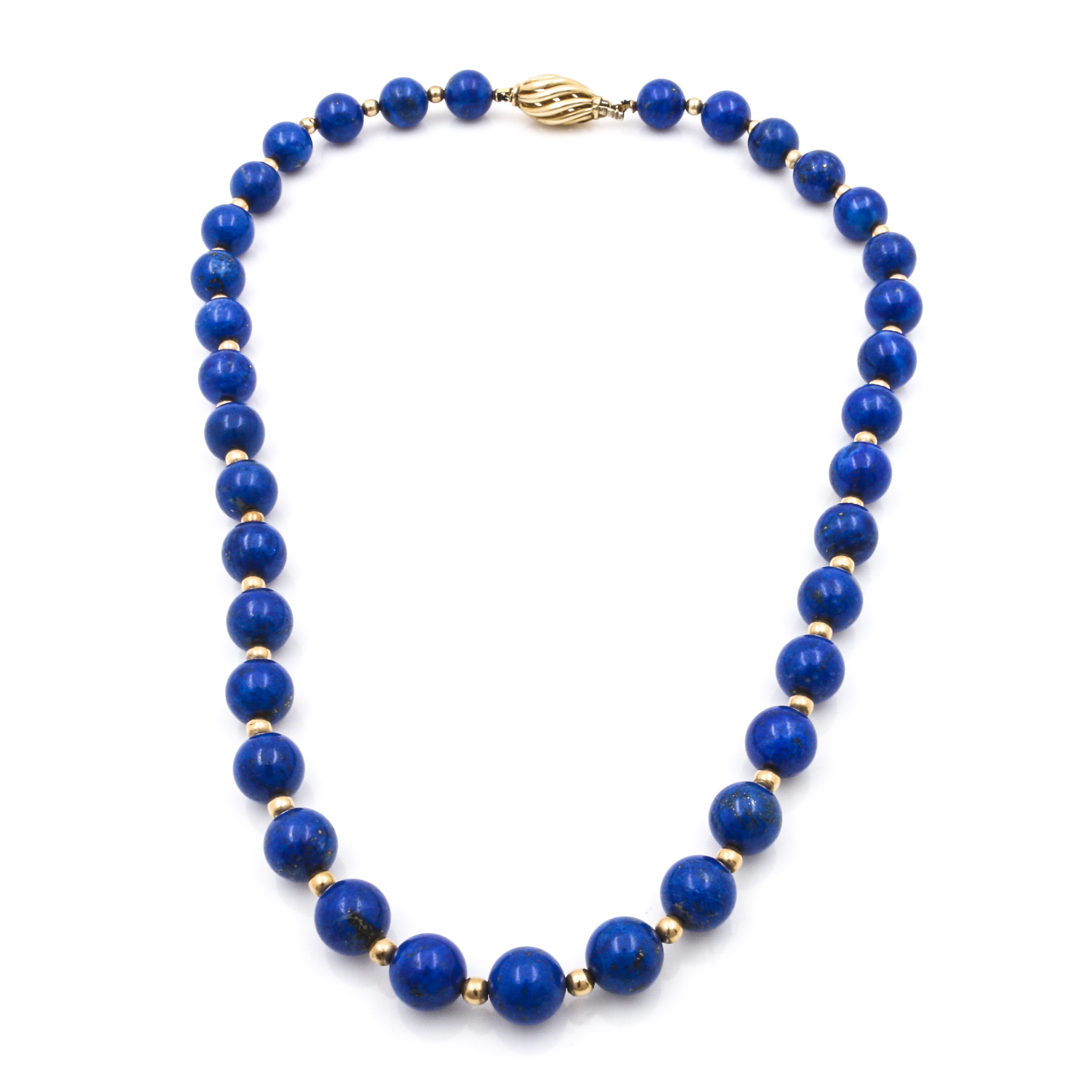 14K Yellow Gold Lapis Lazuli Beaded Necklace EBTH