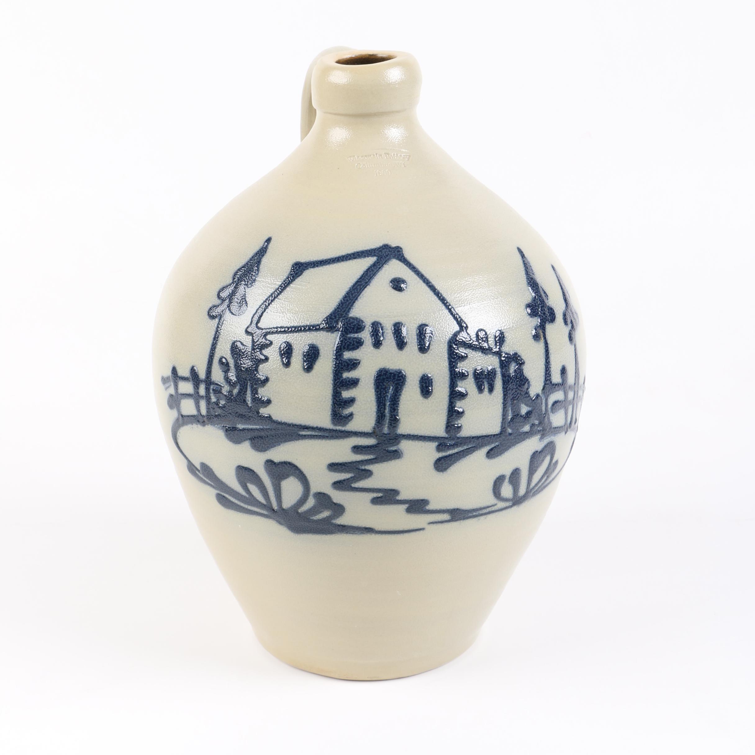 Vintage Wisconsin Pottery Stoneware Jug EBTH