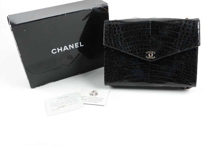 1986-1988 Vintage Chanel Crocodile Skin Handbag