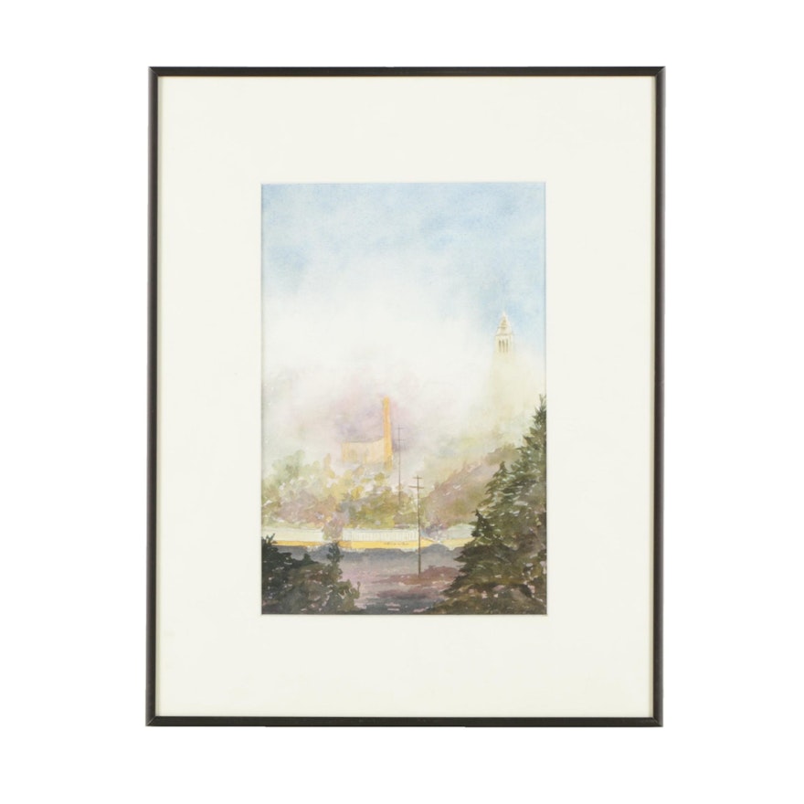 Lynn Dutton Watercolor Painting "Morning Fog at Shuter's Hill"