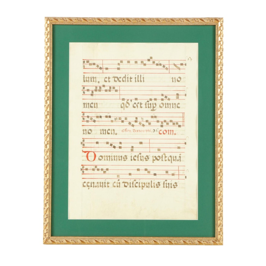 Hand-Painted Latin Sheet Music Manuscript Folio