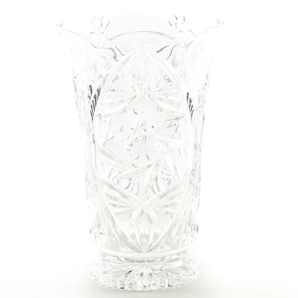 Starburst Cut Glass Vase EBTH