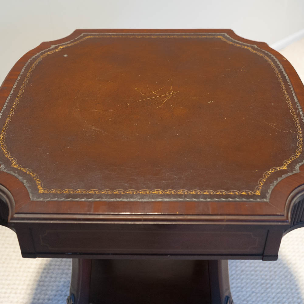Vintage Leather Top End Tables EBTH