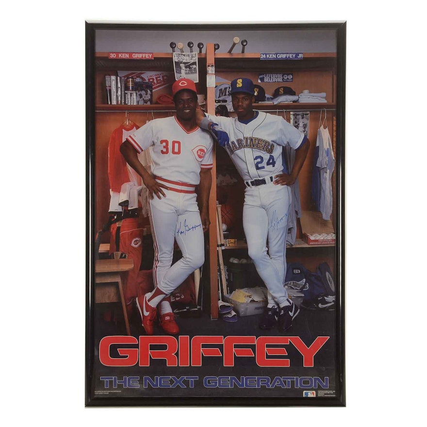 Ken Griffey, Jr. & Sr. Signed Poster.  Baseball Collectibles, Lot  #44122