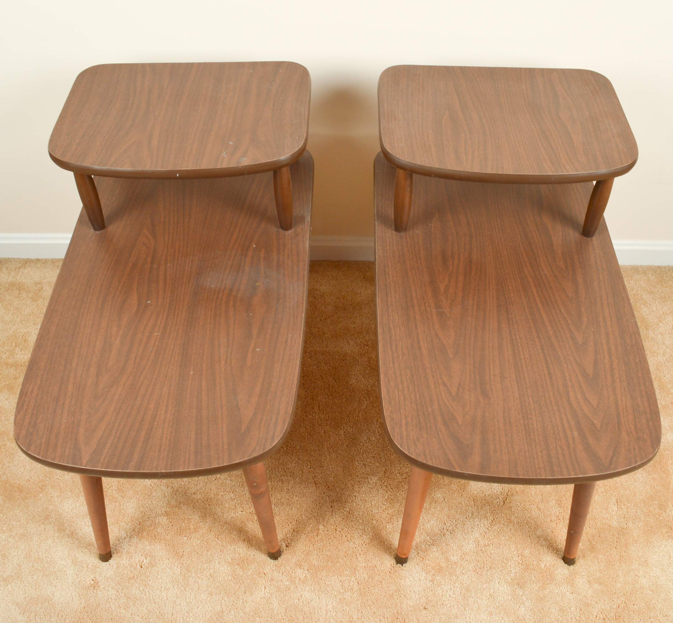 Pair of Mid Century Modern Tiered End Tables EBTH