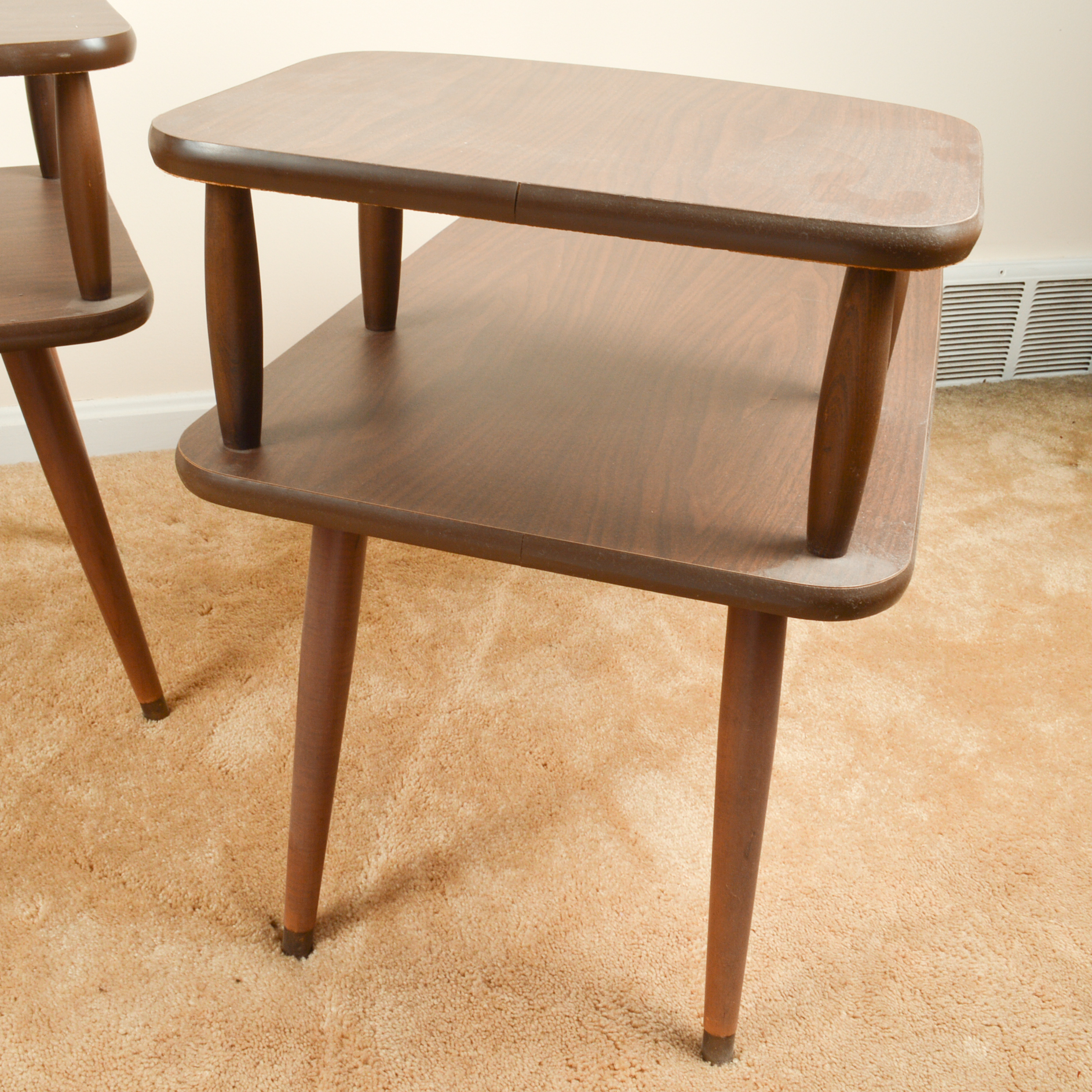 Pair of Mid Century Modern Tiered End Tables EBTH