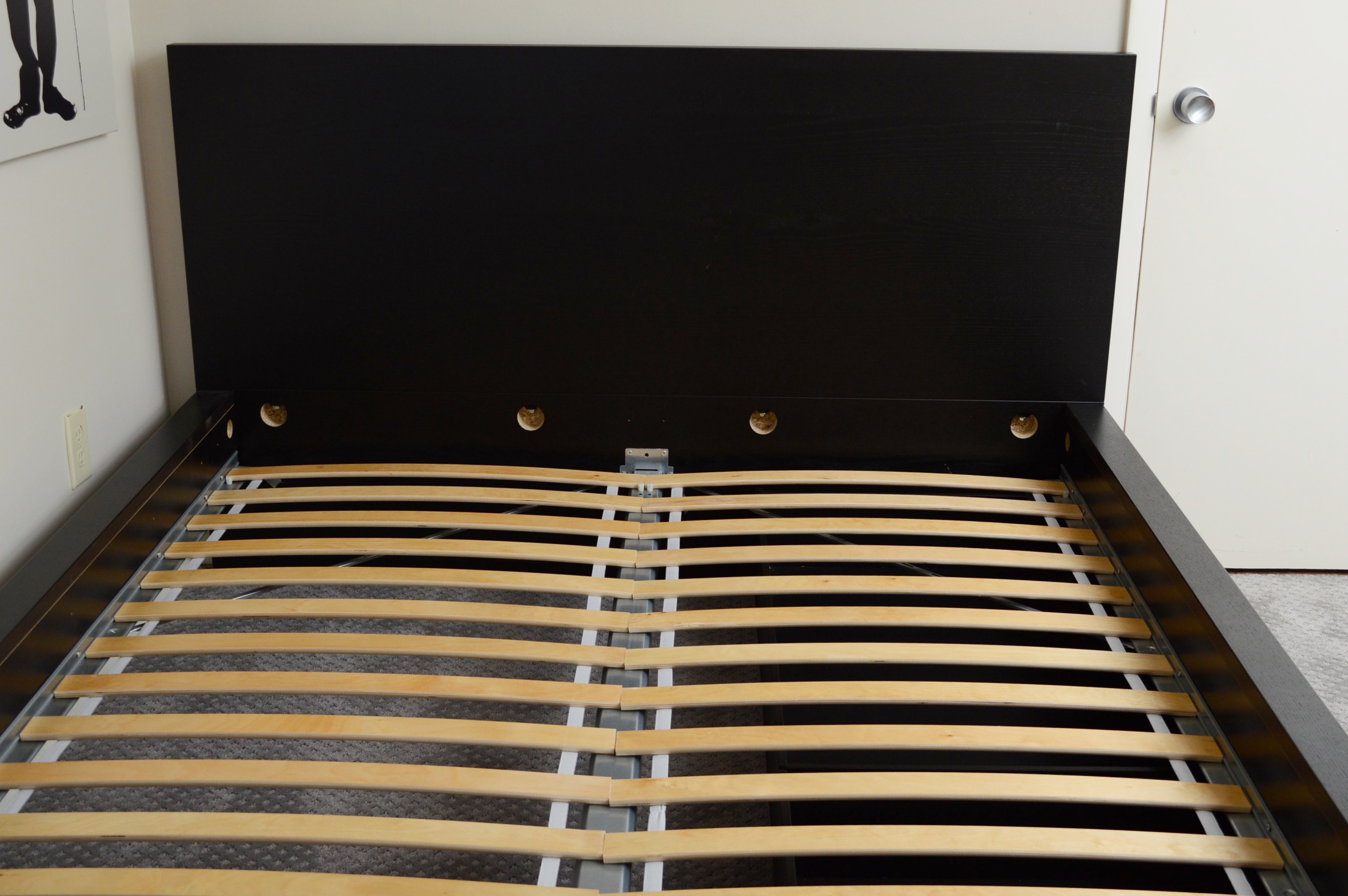 Ikea "Luroy" Queen Bed Frame with Storage and Bedding Ensemble EBTH