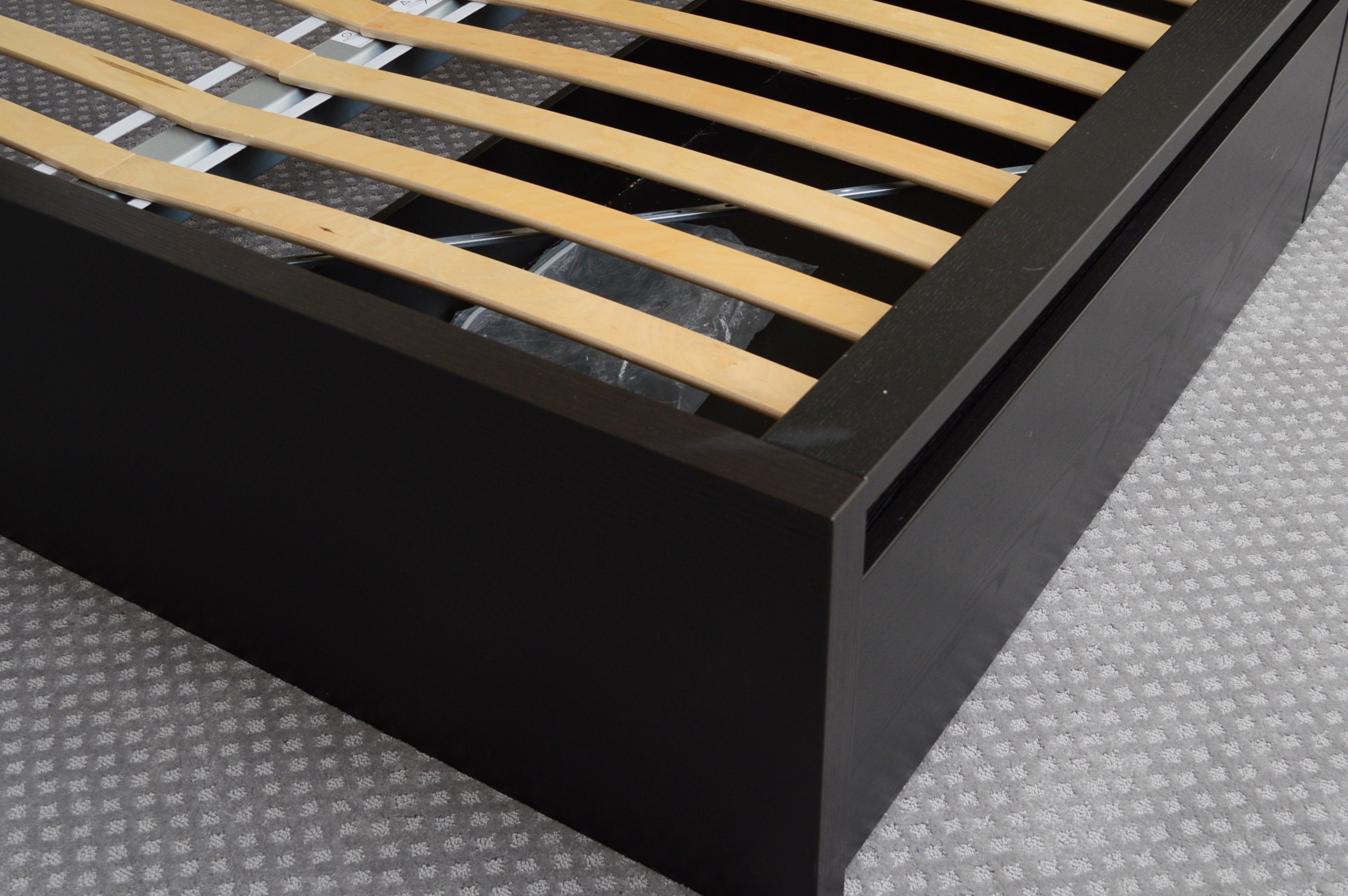 Ikea "Luroy" Queen Bed Frame with Storage and Bedding Ensemble EBTH