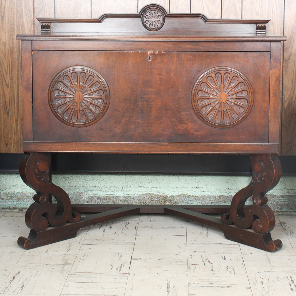 Vintage Jacobean Revival Silverware Cabinet Ebth