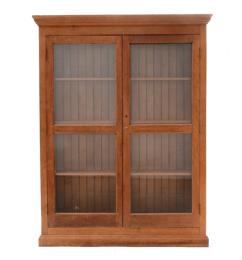 Antique Oak Bookcase with Glass Doors : EBTH