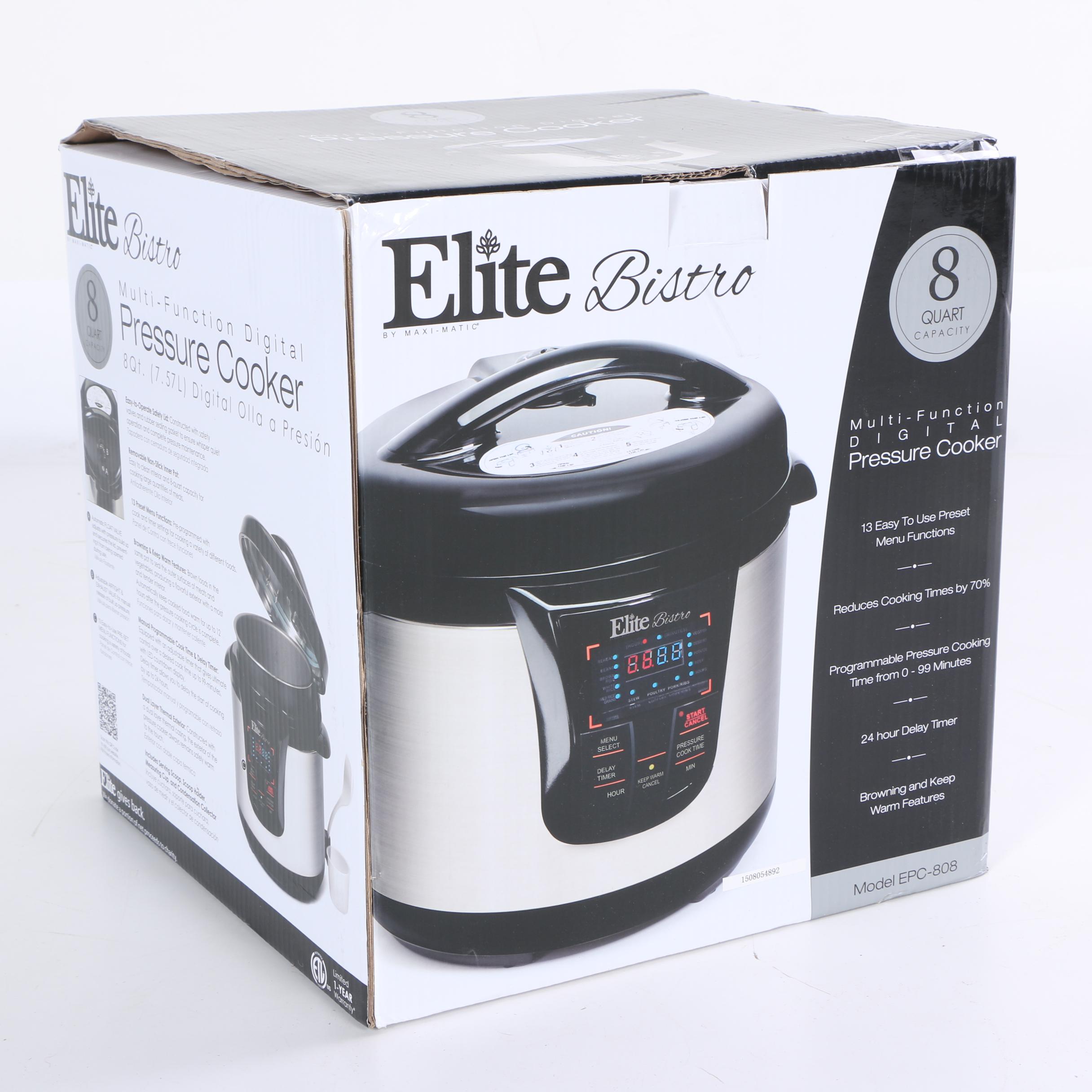 Elite Bistro 8Quart Pressure Cooker EBTH