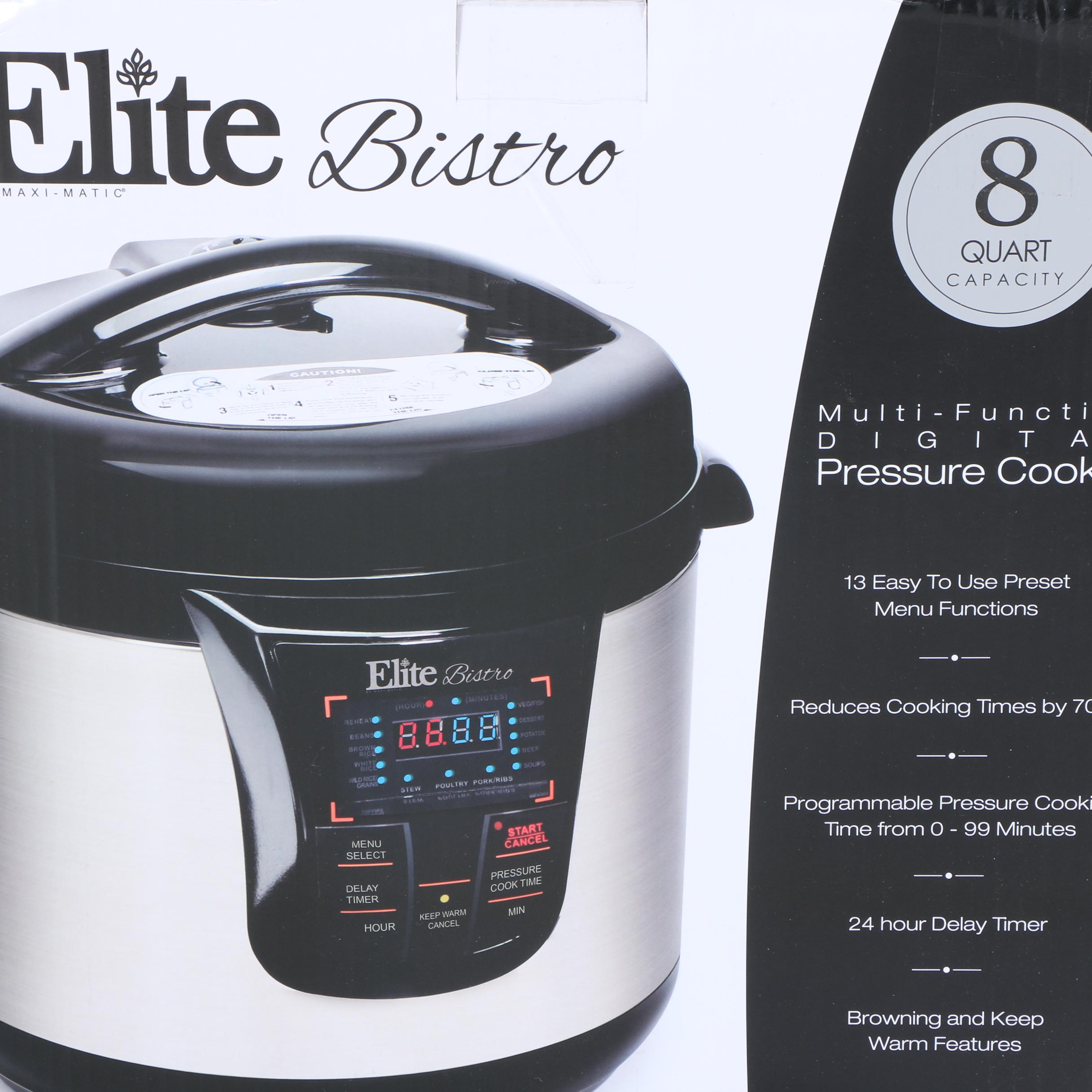 Elite Bistro 8Quart Pressure Cooker EBTH