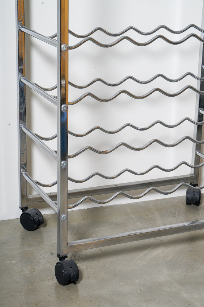 Rolling Glass Top Wine Rack EBTH