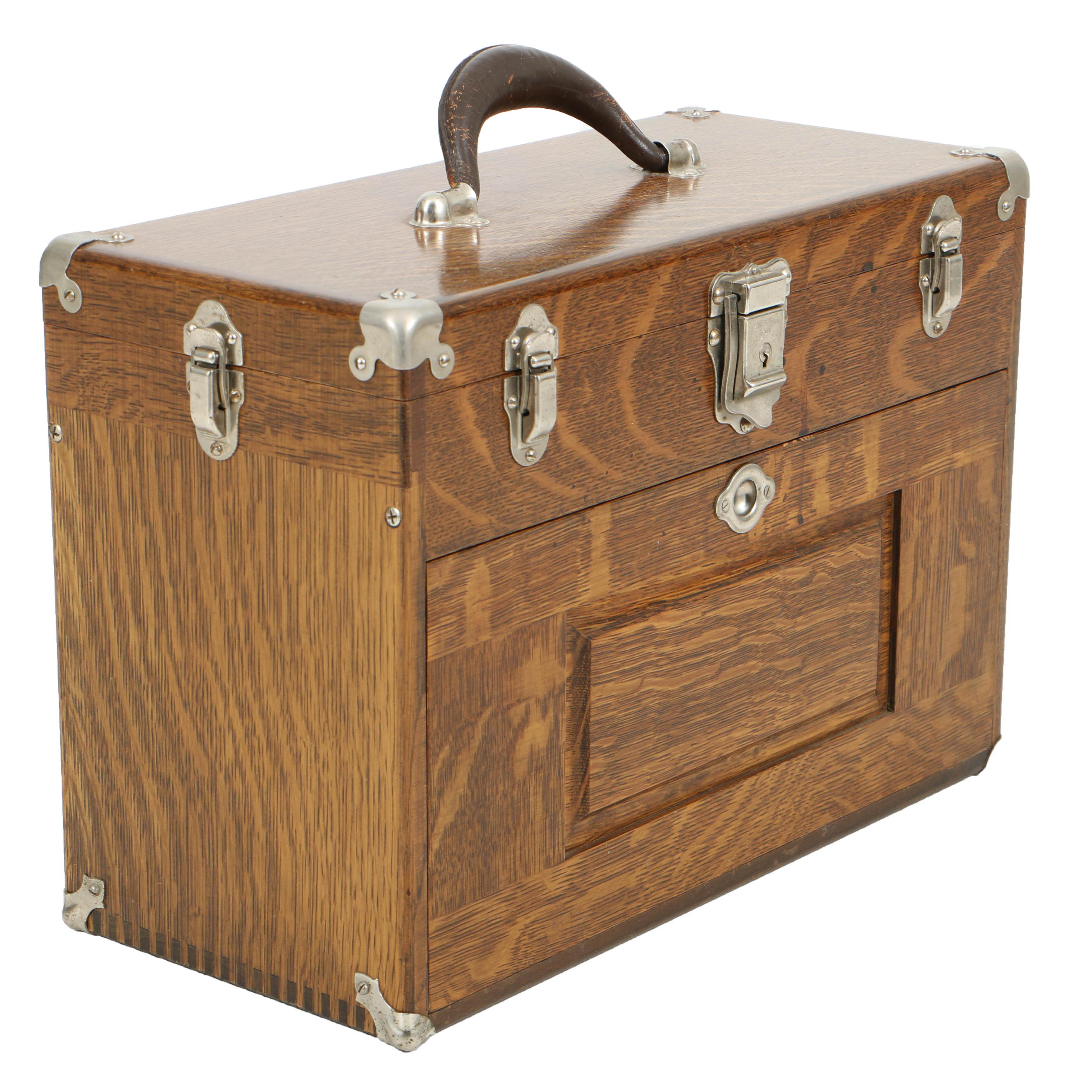 Vintage Machinist Oak Tool Chest by H. Gerstner & Sons of Dayton, Ohio