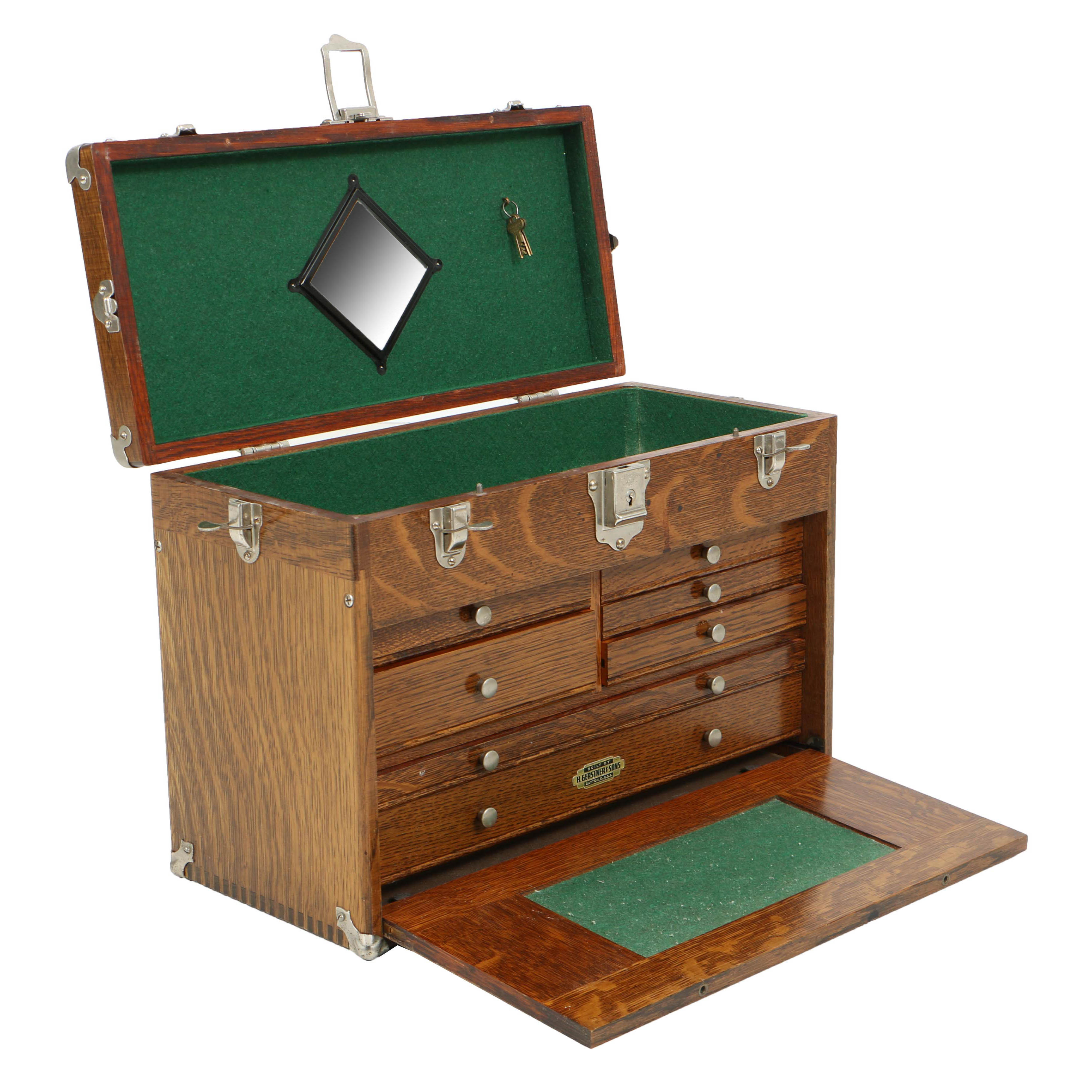 Vintage Machinist Oak Tool Chest by H. Gerstner & Sons of Dayton, Ohio EBTH