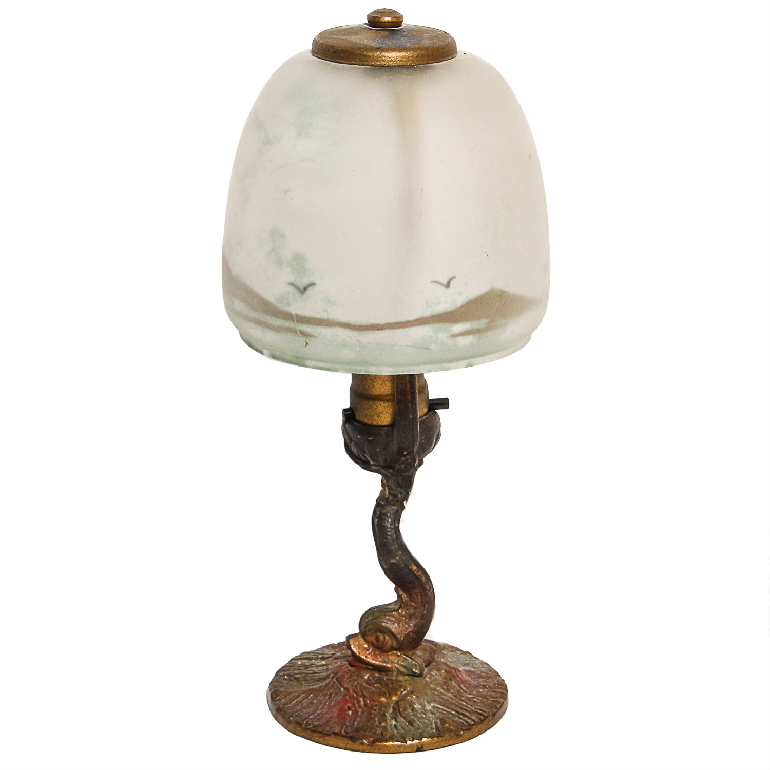 Vintage Metal Lamp with Frosted Glass Shade EBTH