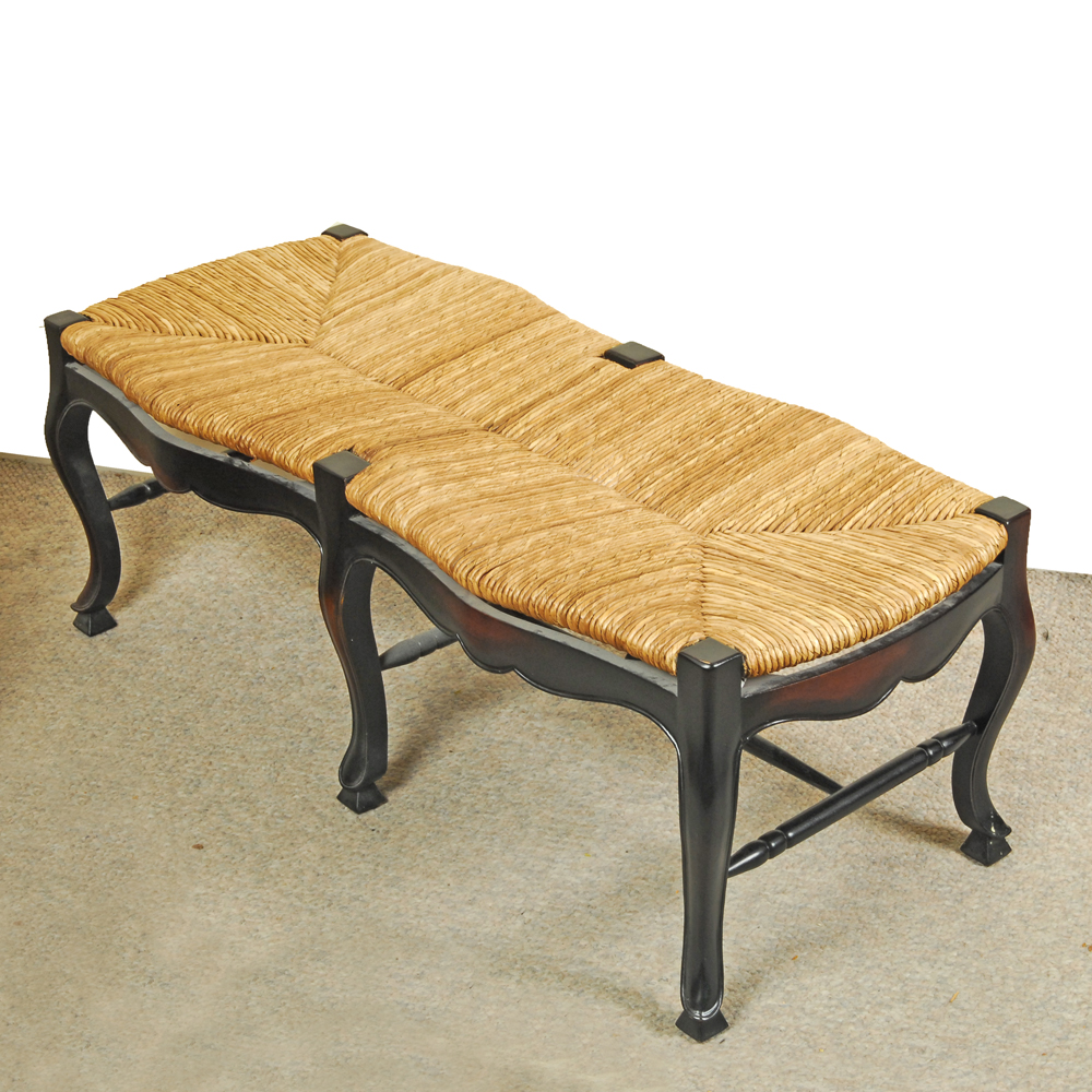 French Provincial Rush Seat Bench Ebth