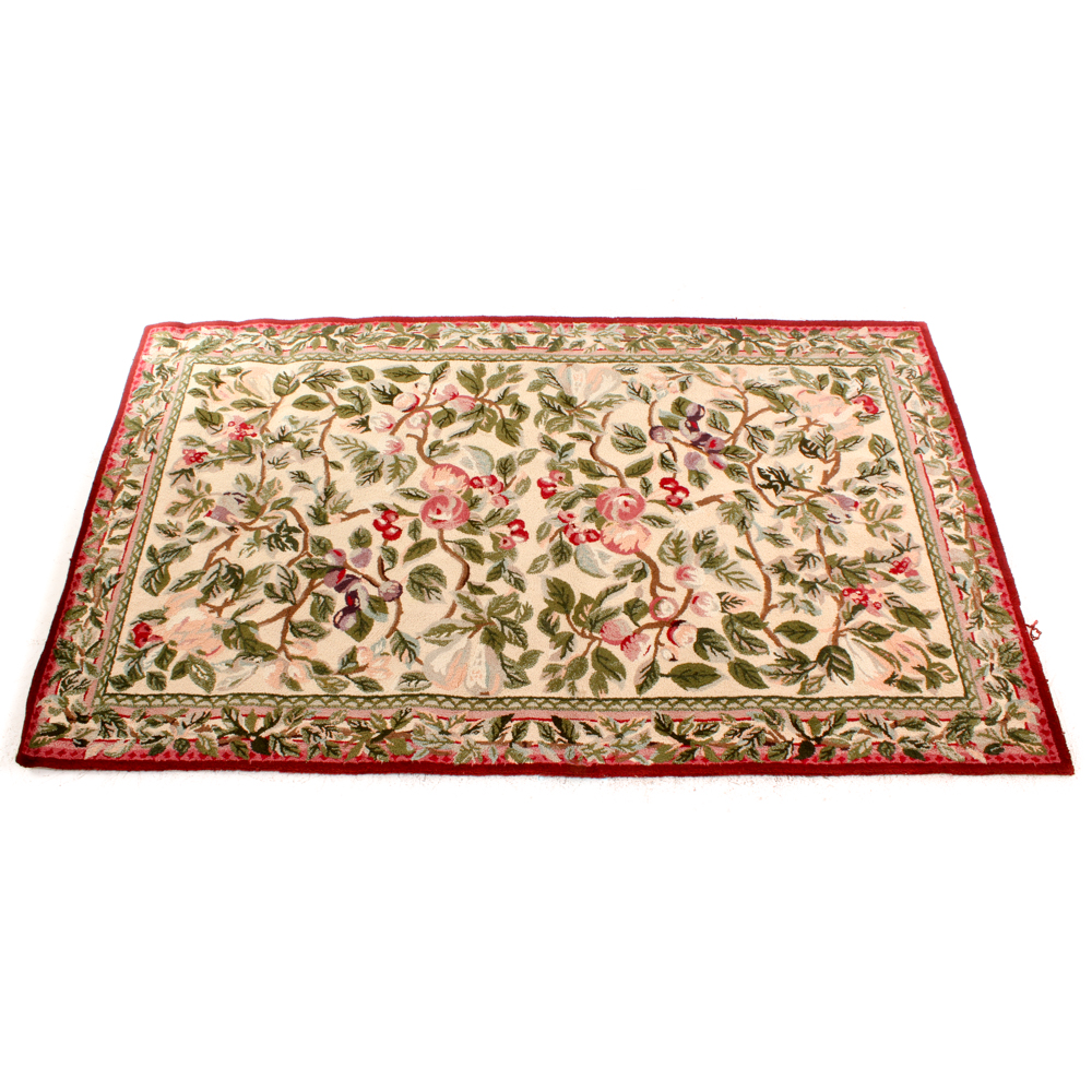 Hooked Vine Themed Wool Area Rug EBTH