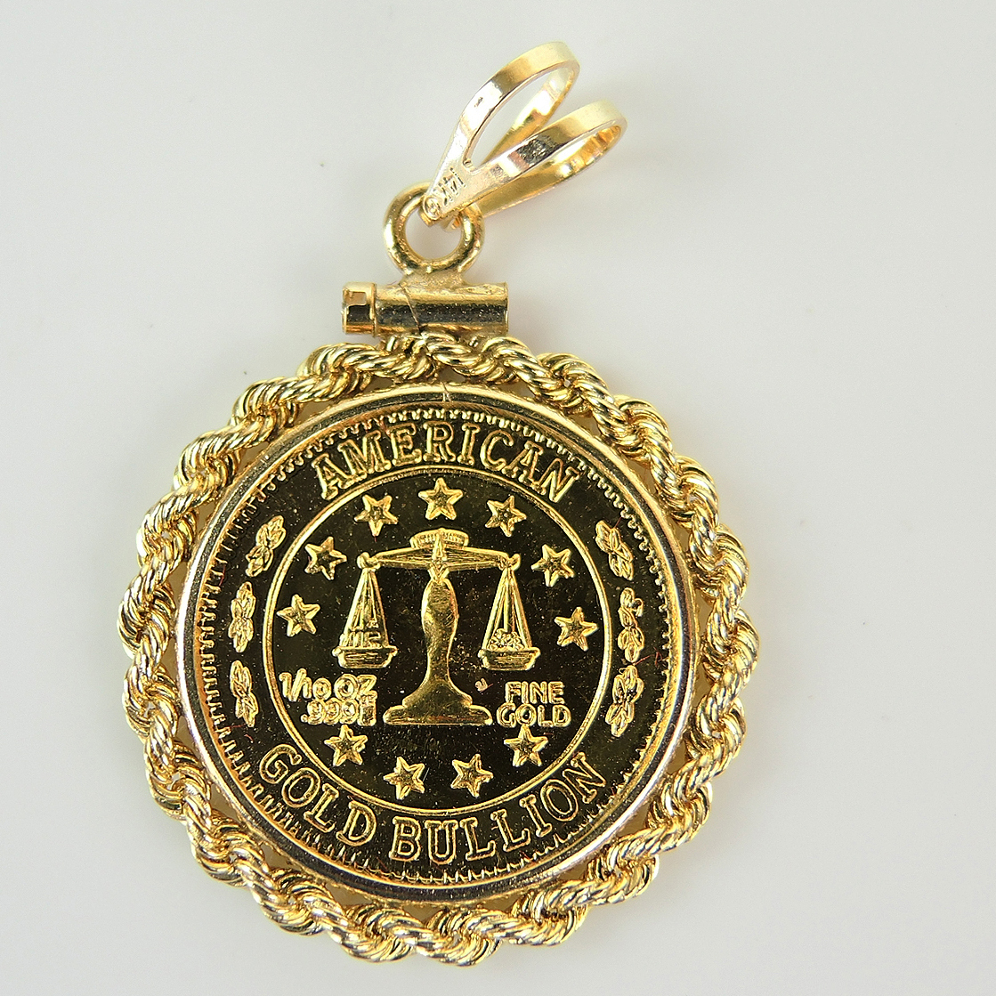14K Bezel Pendant with Fine Gold American Bullion Round EBTH