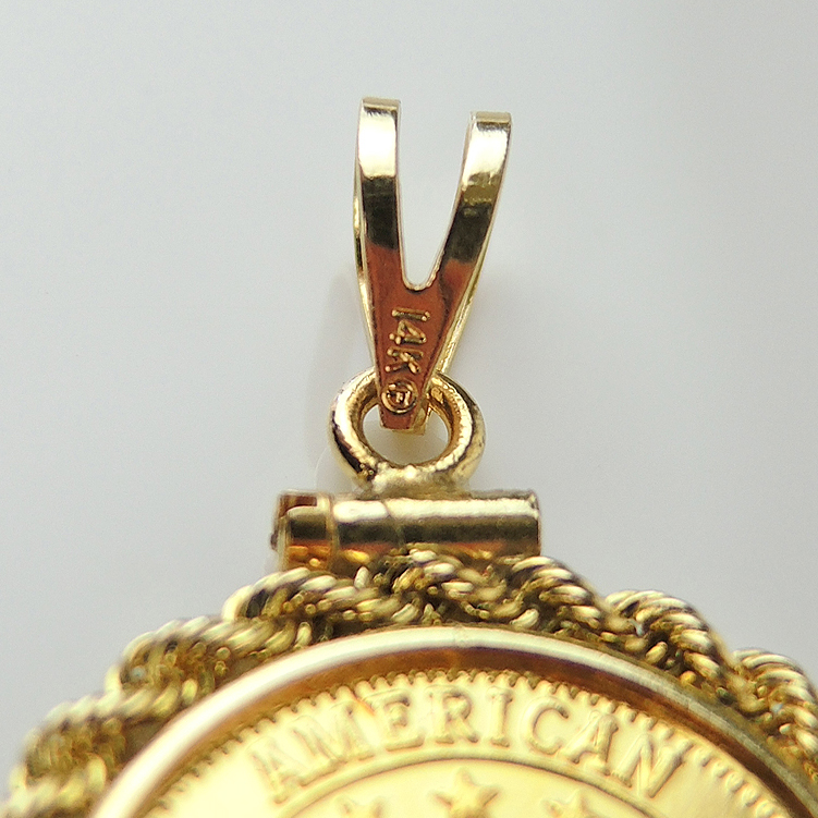 14K Bezel Pendant with Fine Gold American Bullion Round EBTH