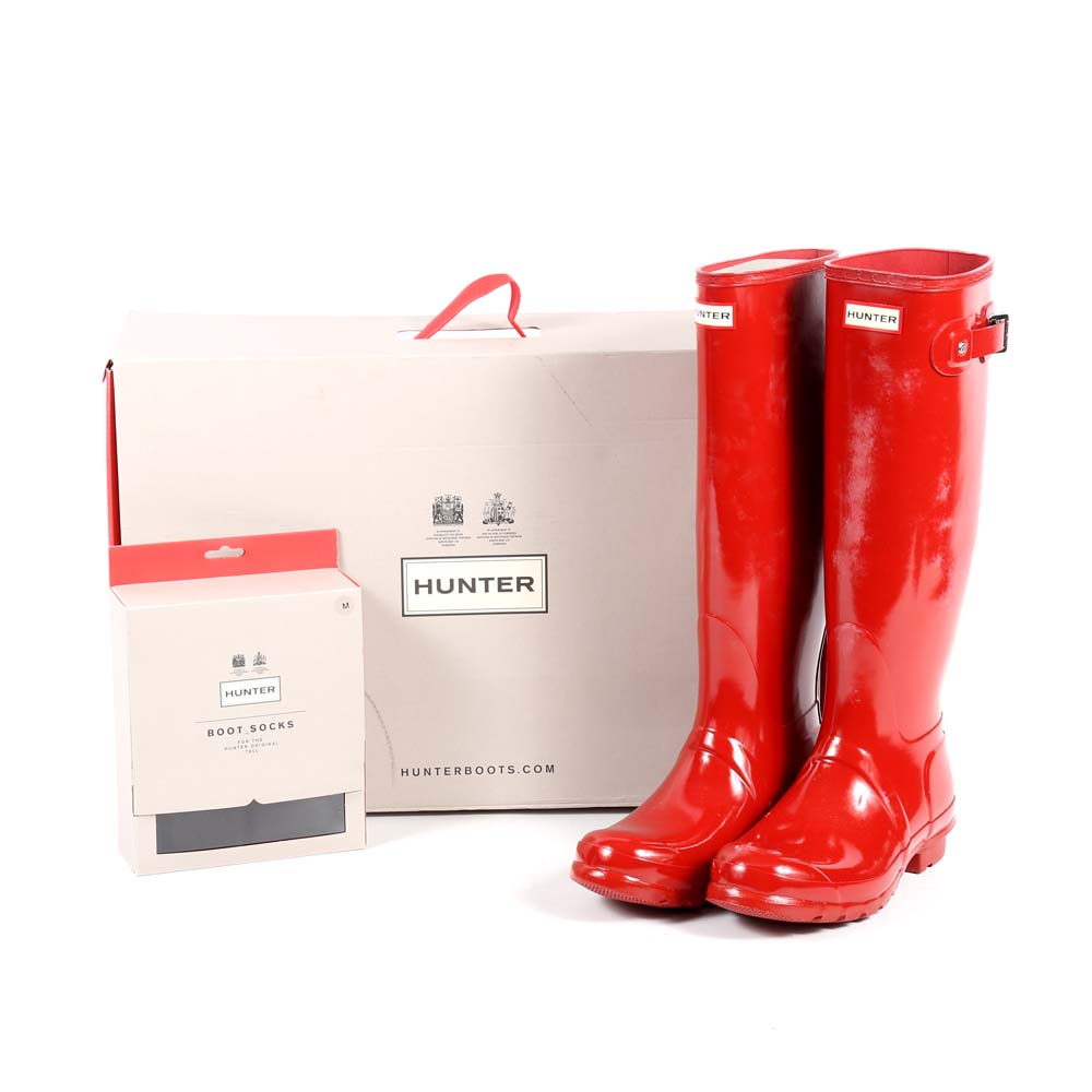 military red hunter rain boots