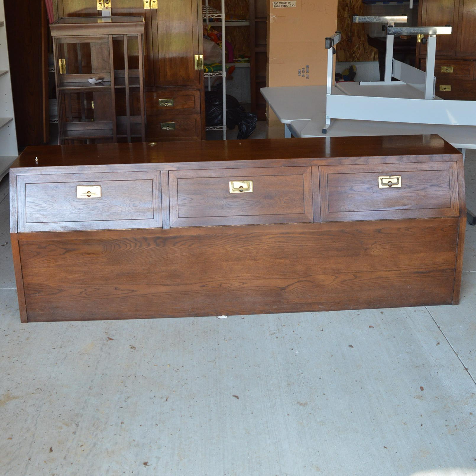 King-Size Campaign Style Cabinet Headboard by Henredon | EBTH