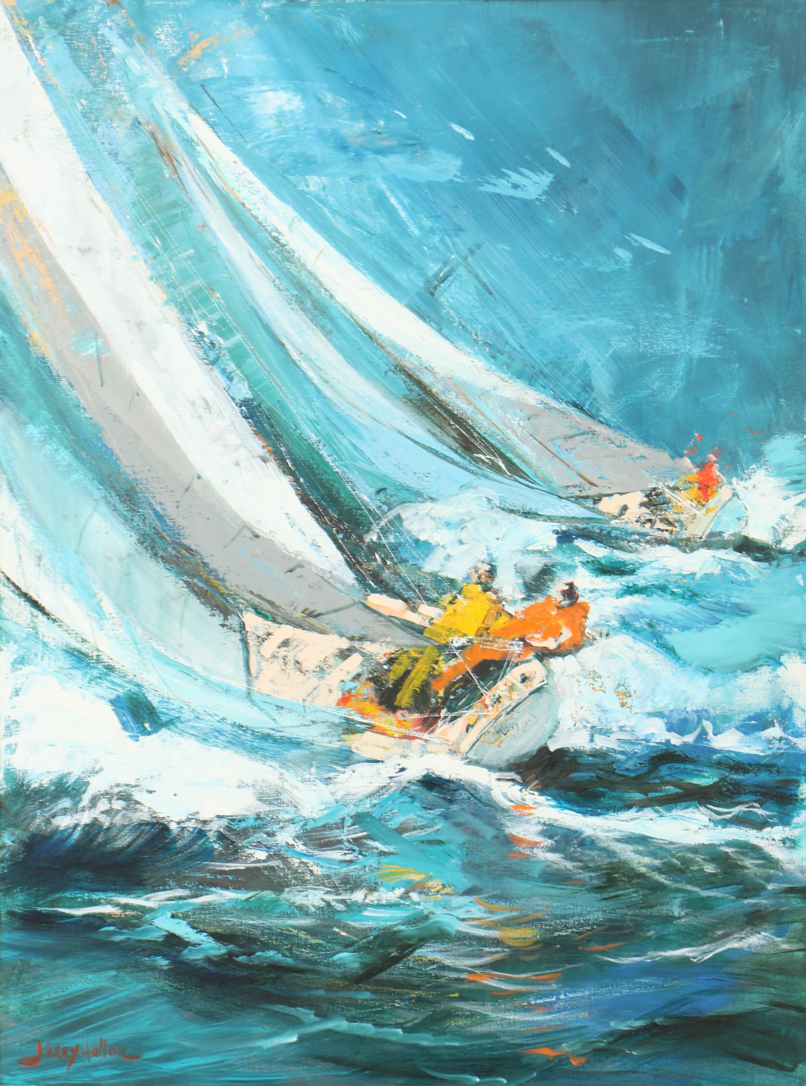 Kerry Hallam Abstract Oil Painting on Canvas of Marine Scene EBTH