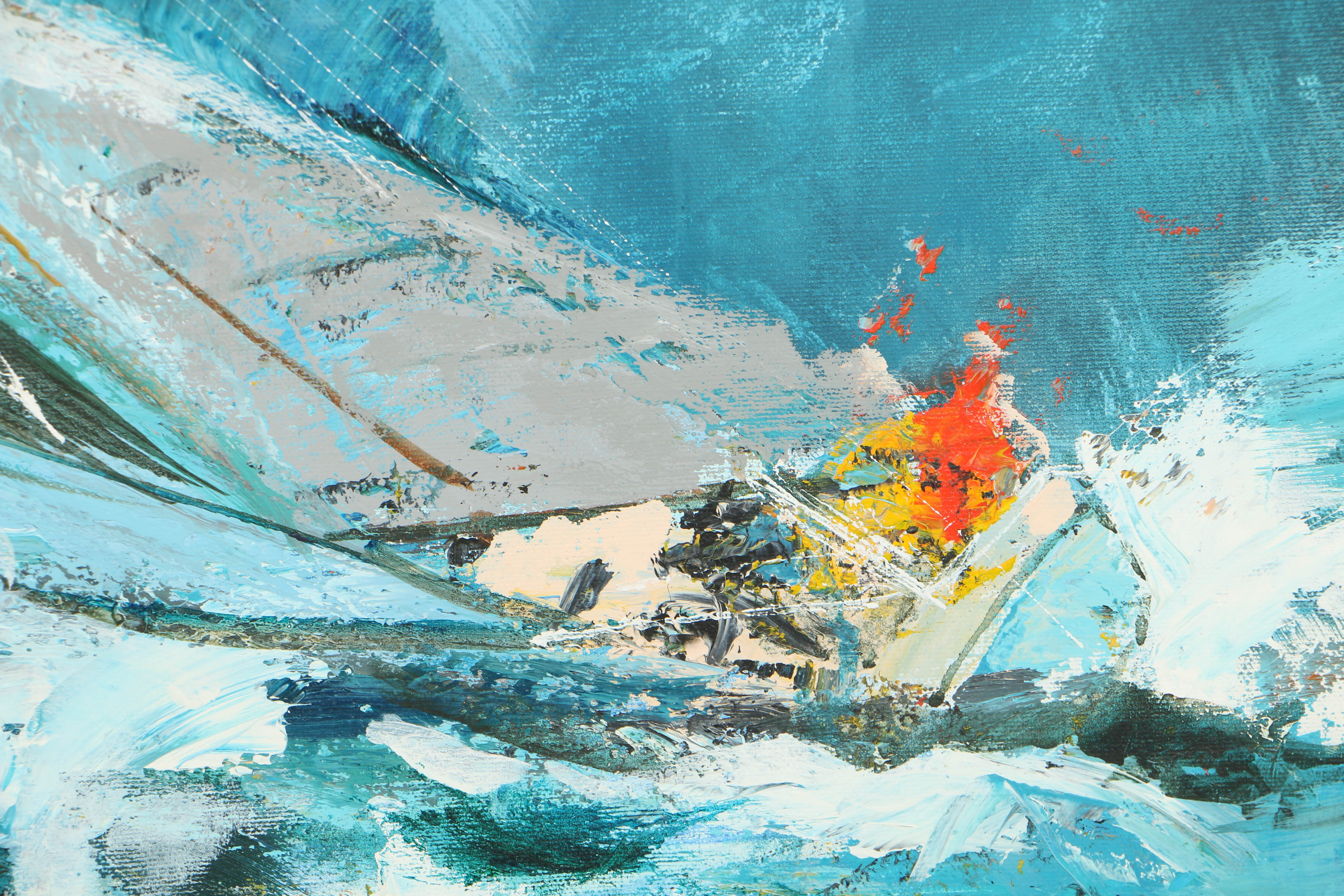 Kerry Hallam Abstract Oil Painting on Canvas of Marine Scene EBTH