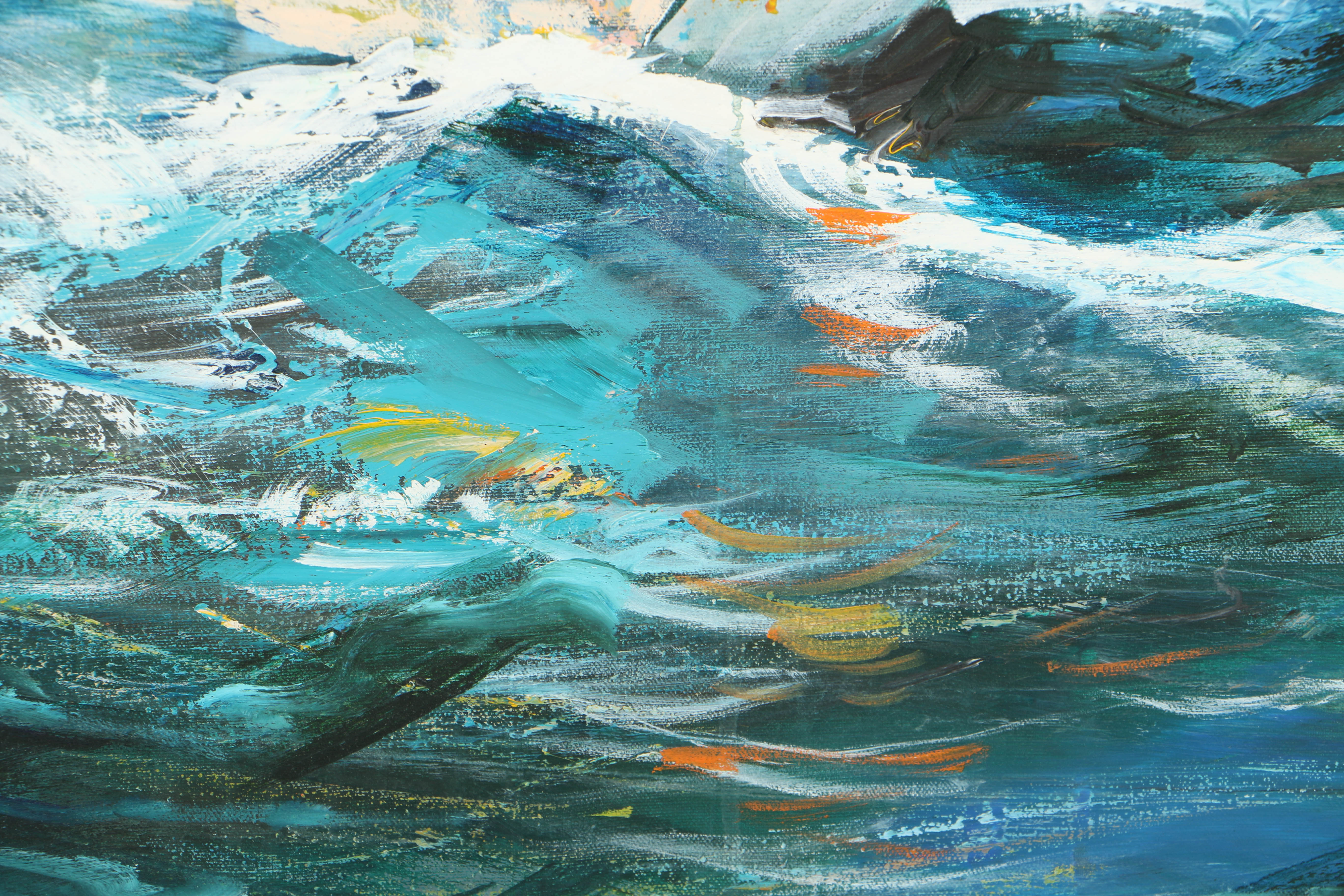 Kerry Hallam Abstract Oil Painting on Canvas of Marine Scene EBTH